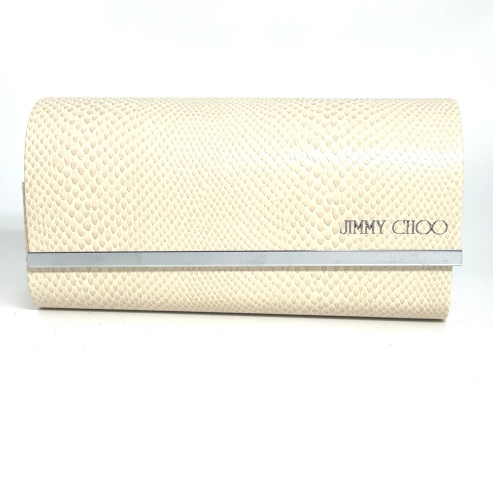Jimmy Choo Cream Snakeskin Embossed Eyewear Sunglasses Hard Case Silver Tone 2